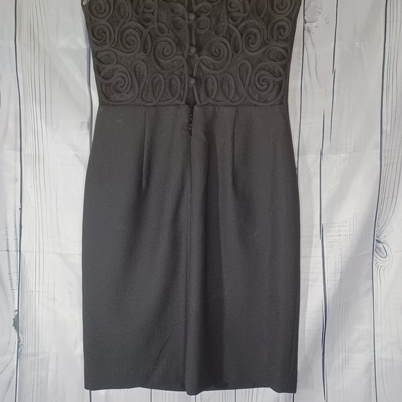 Laundry By Shelli Segal Button Lace Back Black Sleeveless Dress - Picture 7 of 9